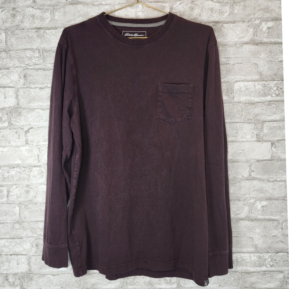 Eddie Bauer Shirt Long Sleeve Brown Cotton Legendwash Casual Tall Medium